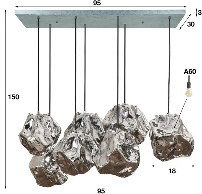Online Paco World Collections Christal hanglamp 7 lichten