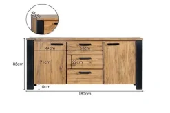 Online Paco World Collections Dressoir Woodstock 2 deurs, 3 laden