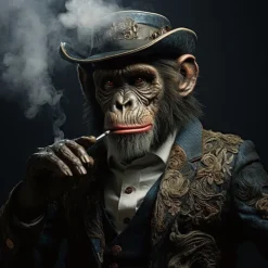 Outlet Paco World Collections Glasschilderij - Smokey ape