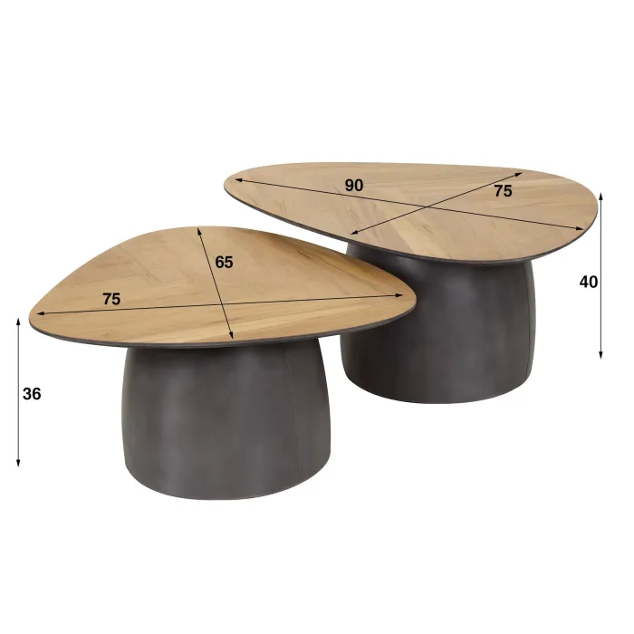 Paco World Collections Herringbone salontafel set van 2