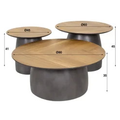 Paco World Collections Herringbone salontafel set van 3