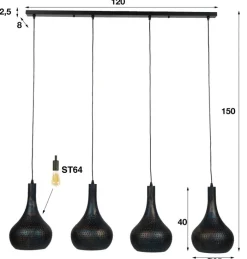 Best Paco World Collections Kuaga hanglamp 4 lichten