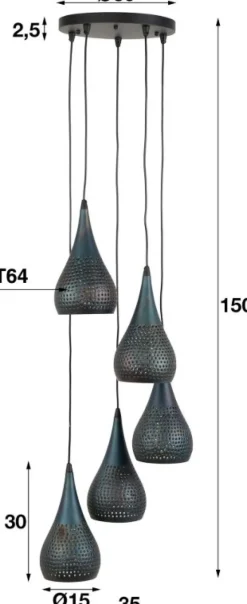 Clearance Paco World Collections Marrakesh hanglamp 5 lichten