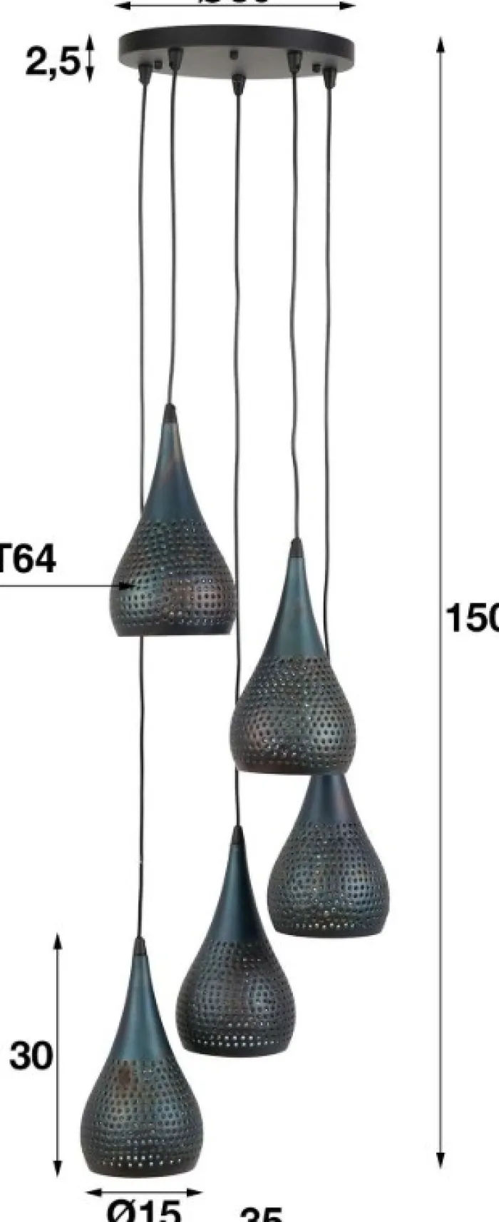 Clearance Paco World Collections Marrakesh hanglamp 5 lichten