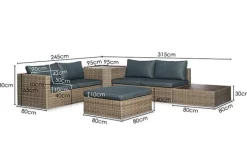New Paco World Collections Mateo' loungeset met coffee table en incl. alle zit- en rugkussens