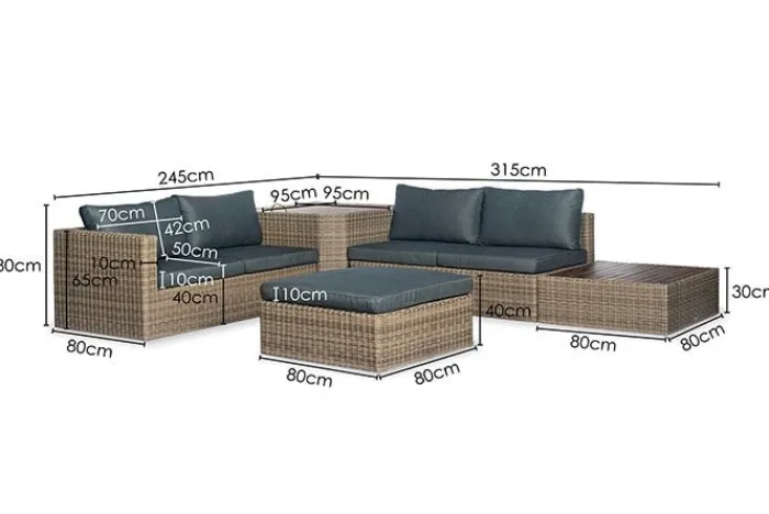 New Paco World Collections Mateo' loungeset met coffee table en incl. alle zit- en rugkussens