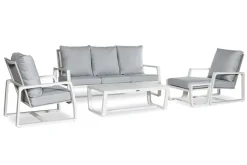 Sale Paco World Collections Stoel-bank loungeset 'Sunlake' 4-delig Wit