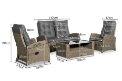 Sale Paco World Collections Summerfield' Loungeset 4-delig incl. coffee table en alle zit- en rugkussens