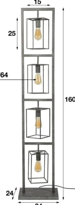 Outlet Paco World Collections Tampa Vloerlamp 4 lampen