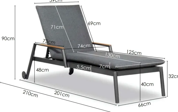 New Paco World Collections Tremezzo' Sunlounger inclusief ligkussen